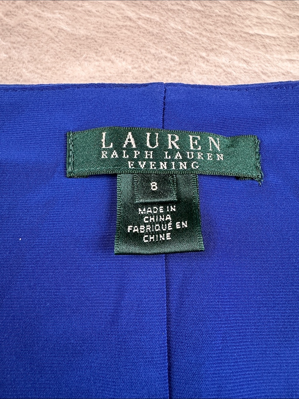 Lauren Ralph Lauren Evening Gown 8 Blue Rhinestone Brooch Jersey Maxi Dress - Picture 2 of 8
